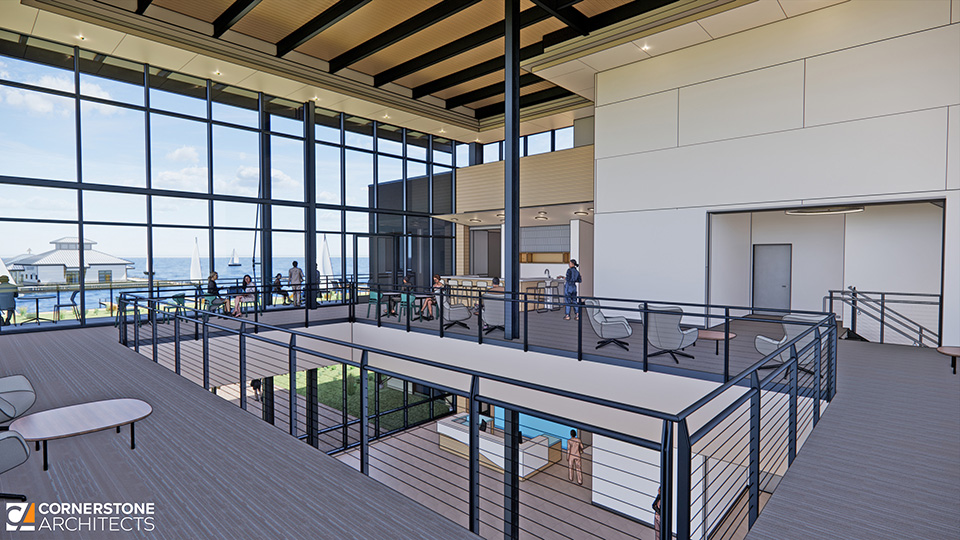 Artist's rendering of the view from the upper lobby